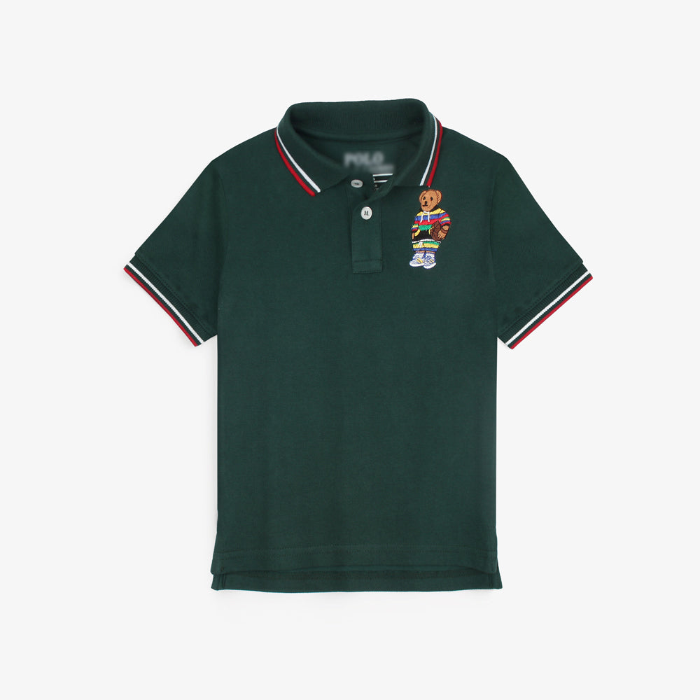 RLPH LURN PREMIUM BSKT BEAR KIDS POLO DK-GREEN