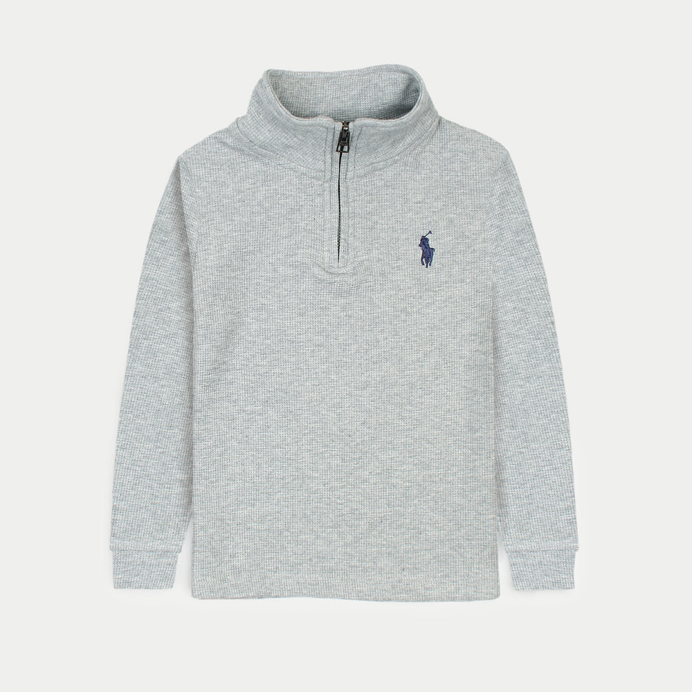 RLPH LURN PREMIUM KIDS THERMAL MOCK HEATHER GREY