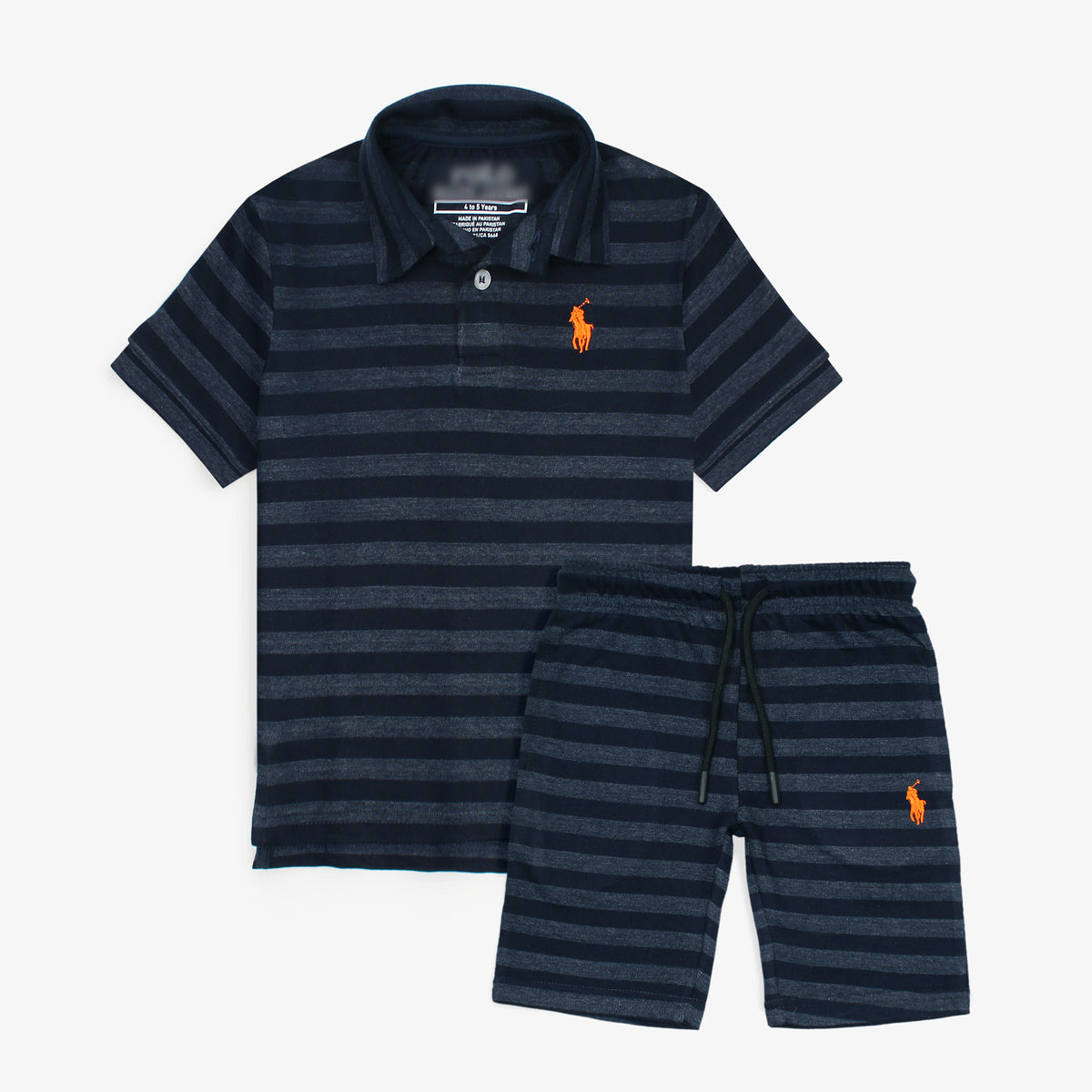 RLPH LURN PREMIUM KIDS STRIPE POLO TWIN SET NEAVY