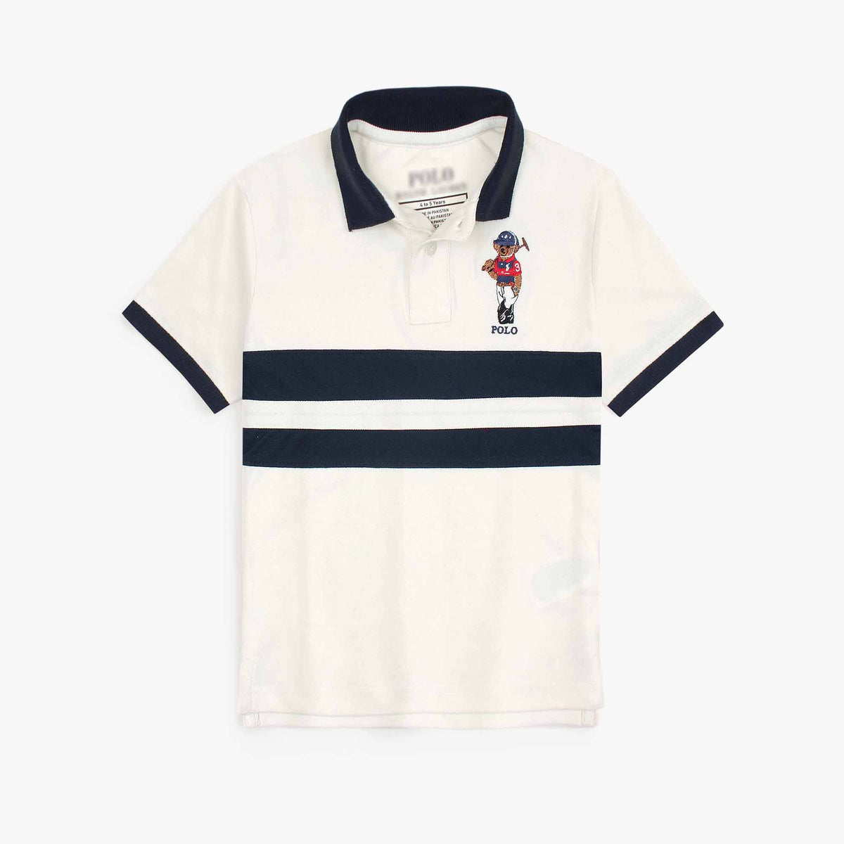 RLPH LURN PREMIUM 3 BEAR KIDS POLO OFF WHITE