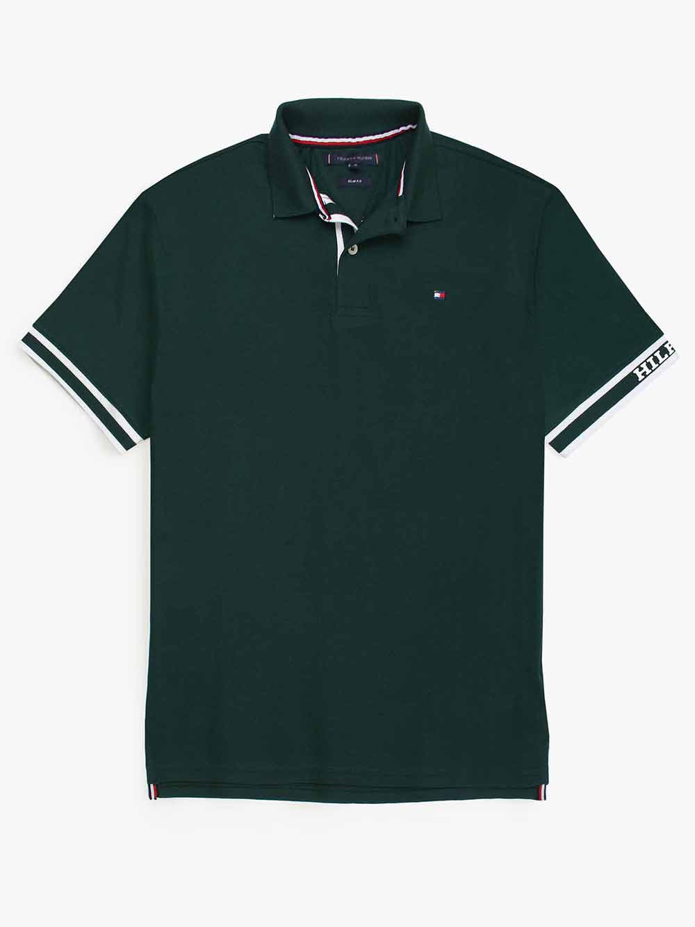 T-H PREMIUM HLFGER MEN POLO OFF GREEN