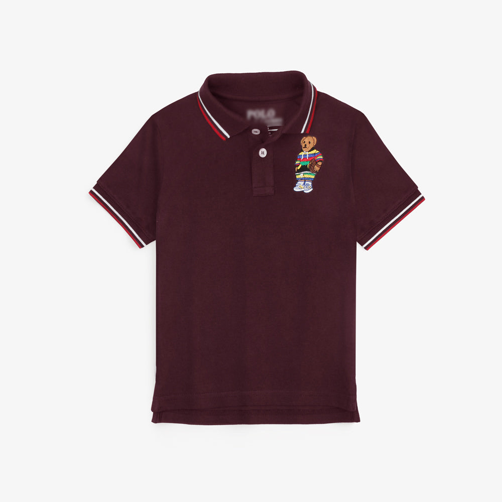 RLPH LURN PREMIUM BSKT BEAR KIDS POLO MAHROON