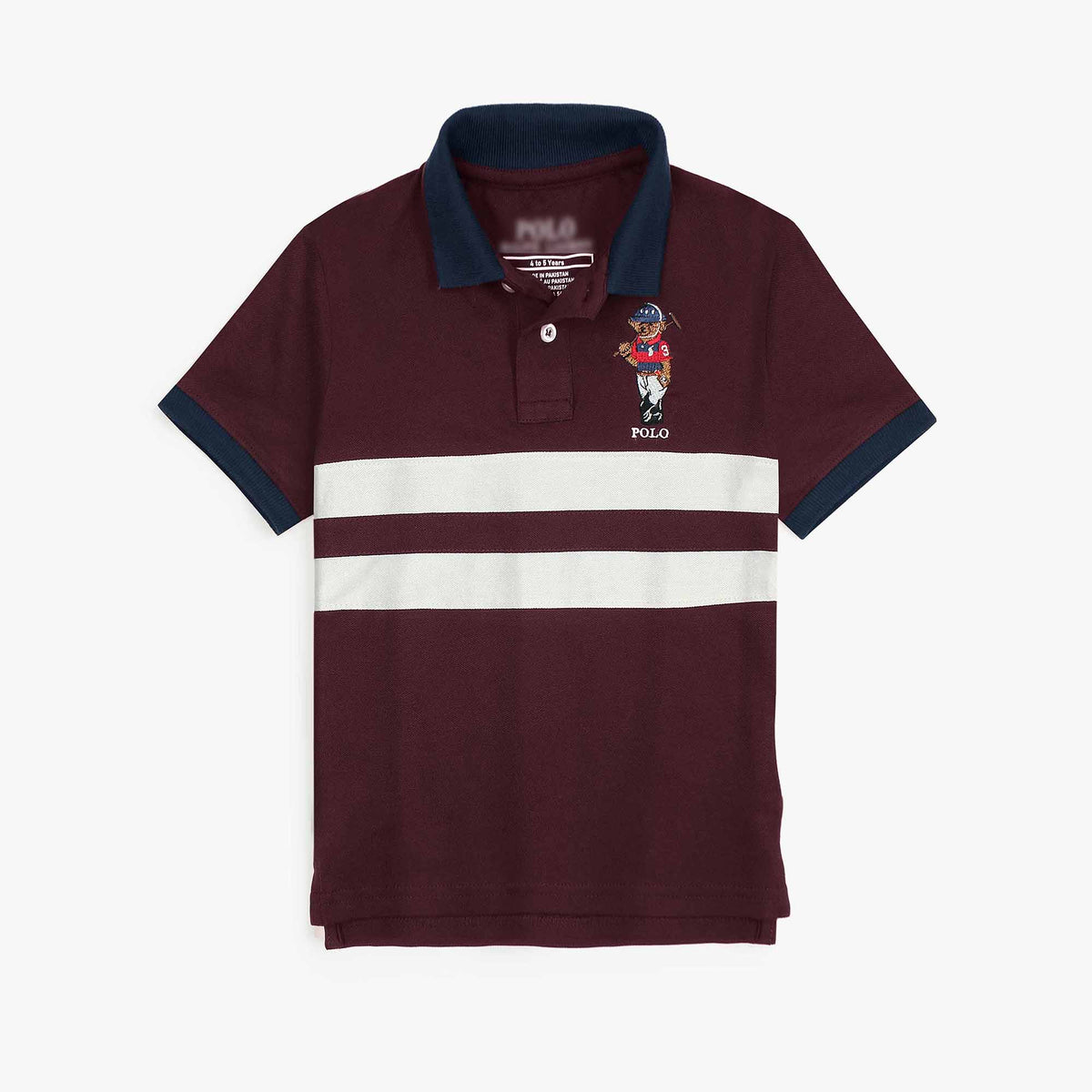 RLPH LURN PREMIUM 3 BEAR KIDS POLO MAHROON