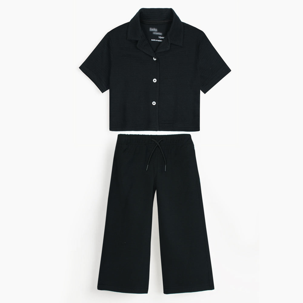 ZRA PREMIUM GIRLS RELAXED PJ SETS BLACK CYAN