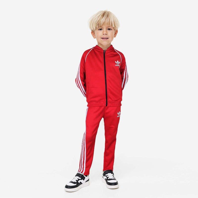 ADS PREMIUM FLEECE KIDS PIPING TRACKSUIT RED