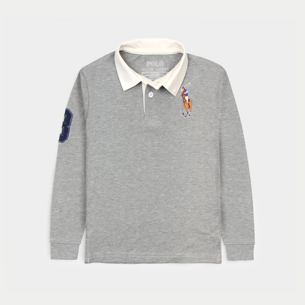 RLPH LURN KIDS BIG PNY RUGBY HEATHER GREY