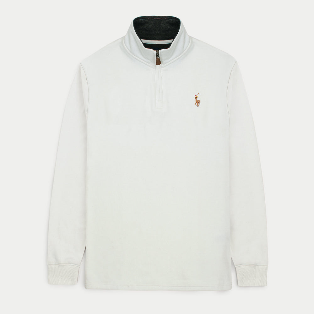 R-L MEN PREMIUM PK FLEECE MOCK ZIPPER WHITE