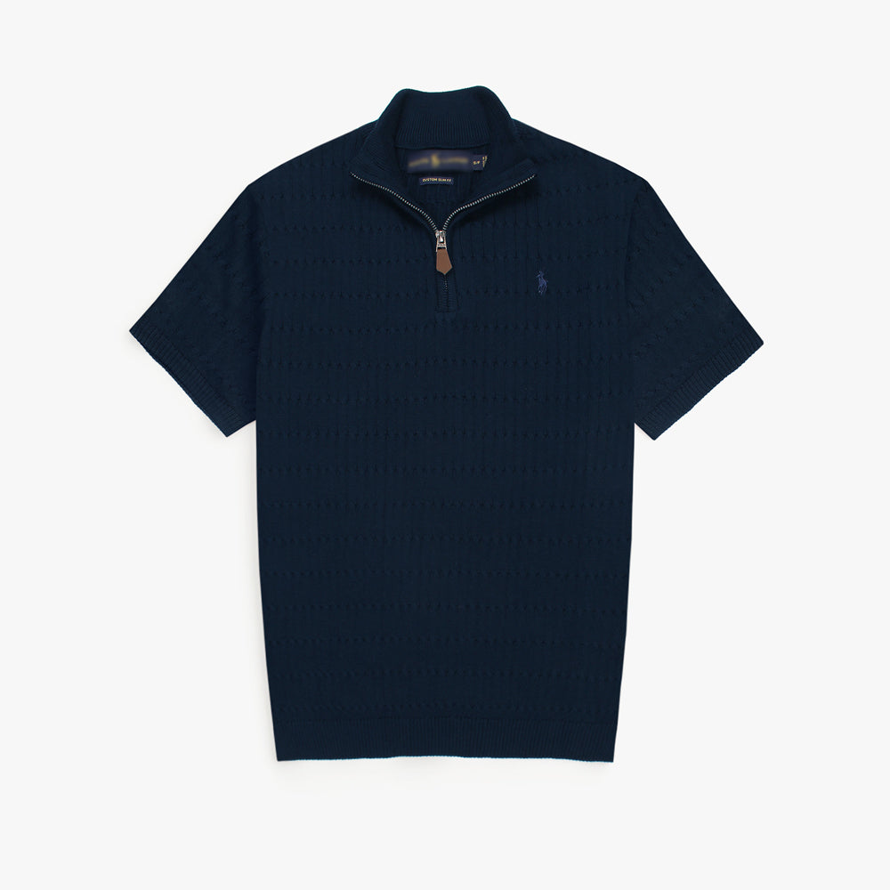RL PREMIUM CABEL-KNIT ZIPPER POLO NEAVY