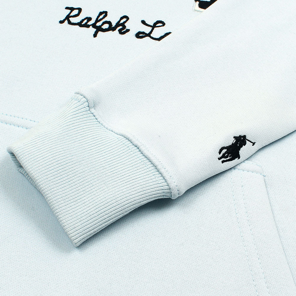 RL POLO SCRIPT COLLARED QUATER ZIP SWEATSHIRT SKY
