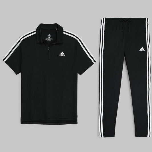 ADS PREMIUM MEN ZIP-UP POLO TRACKSUIT BLACK 1000