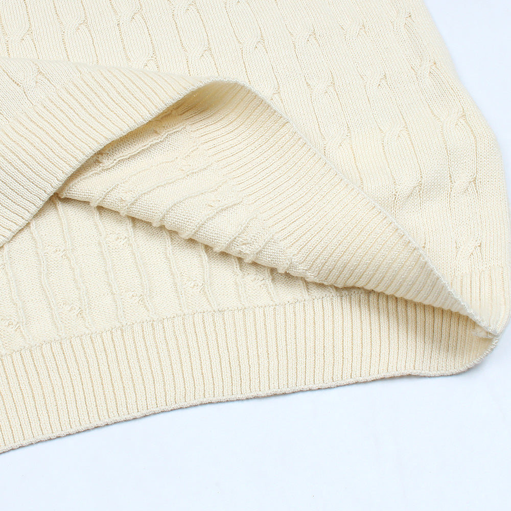 RL PREMIUM CABEL-KNIT BTN POLO CREAM
