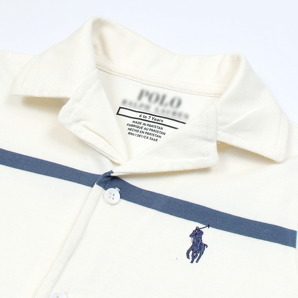 R-L KIDS PREMIUM SHORT/SHIRT WHITE/NEAVY STRIPES