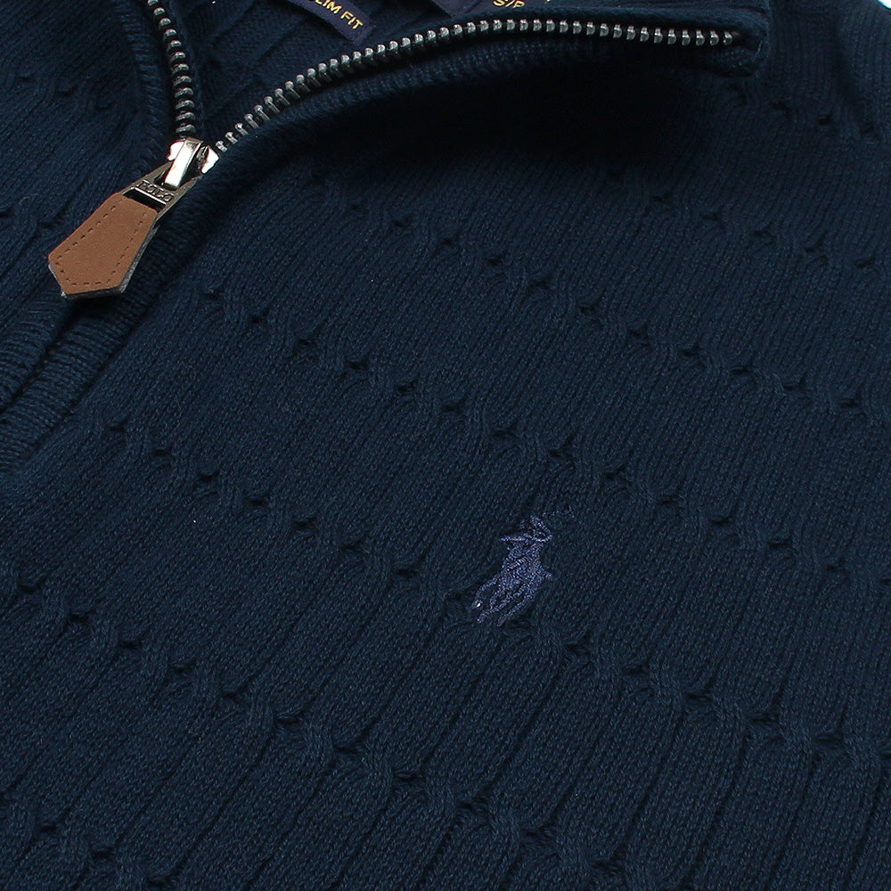 RL PREMIUM CABEL-KNIT ZIPPER POLO NEAVY