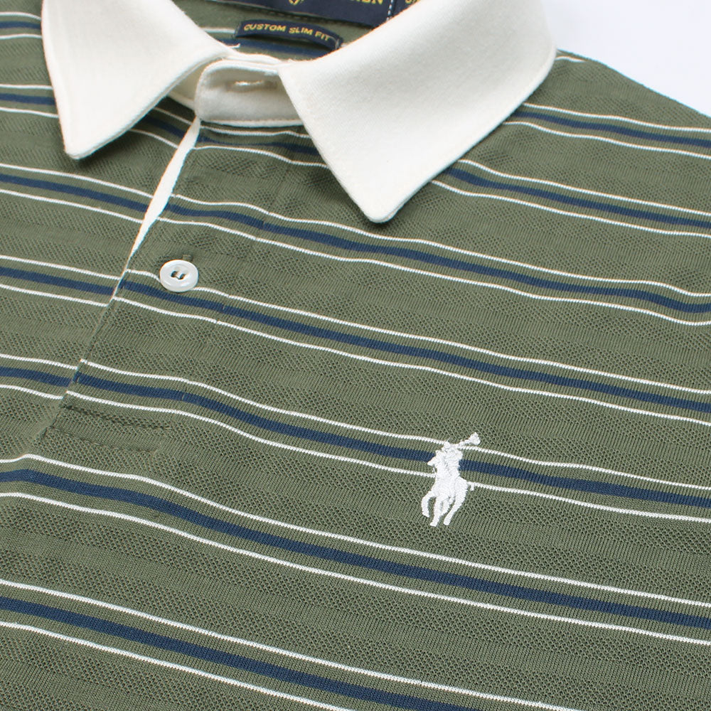 R-L PREMIUM FRANCISCO STRIPPER POLO BLUE OLIVE