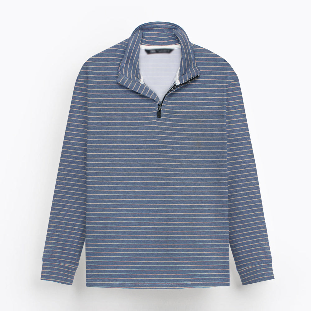 ZRA MEN STRIPED QUATER ZIPPER NEAVY