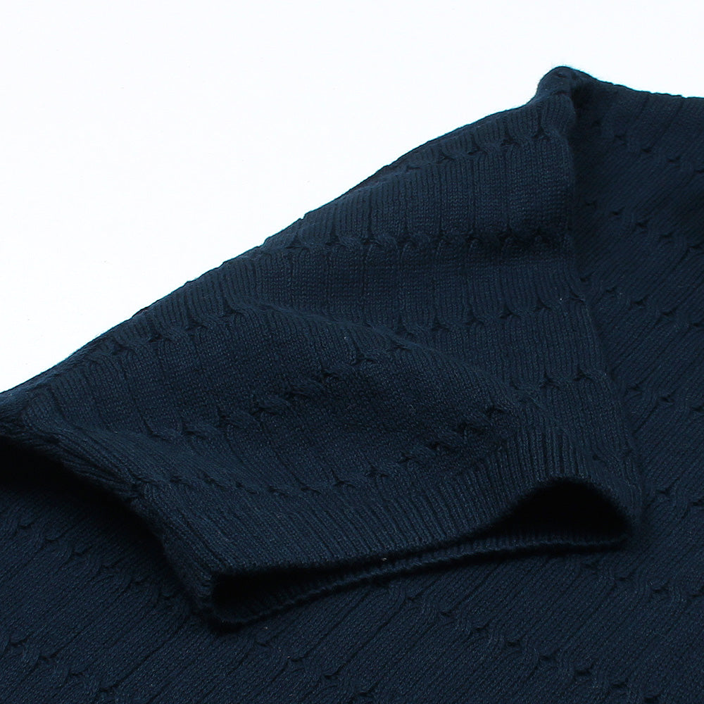 RL PREMIUM CABEL-KNIT ZIPPER POLO NEAVY