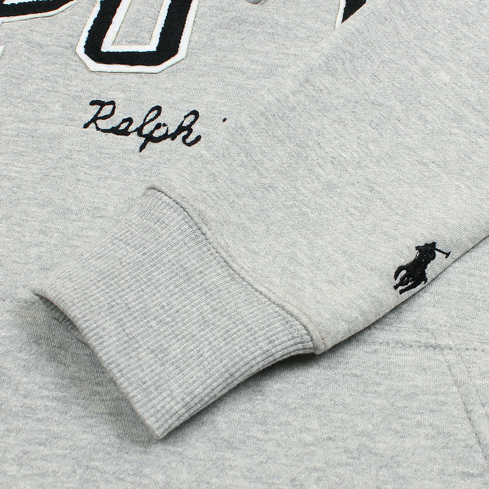 RL POLO SCRIPT COLLARED QUATER ZIP SWEATSHIRT GREY