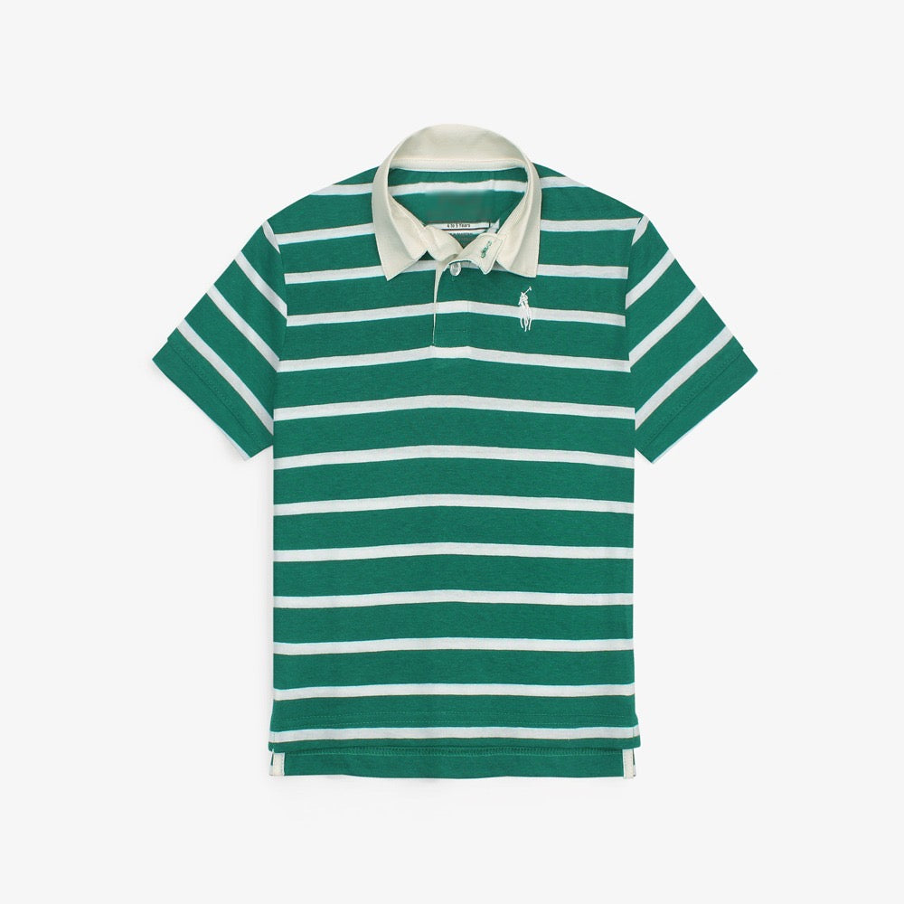 R-L PREMIUM KIDS STRIPE TWIN SET GREEN-WHITE