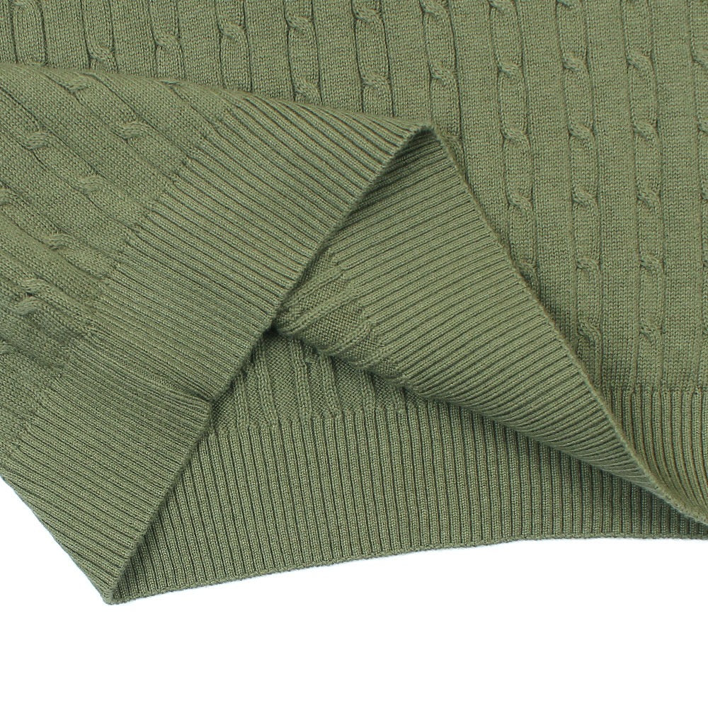 ZRA PREMIUM CABLE KNIT HENLEY MEN ROYAL OLIVE