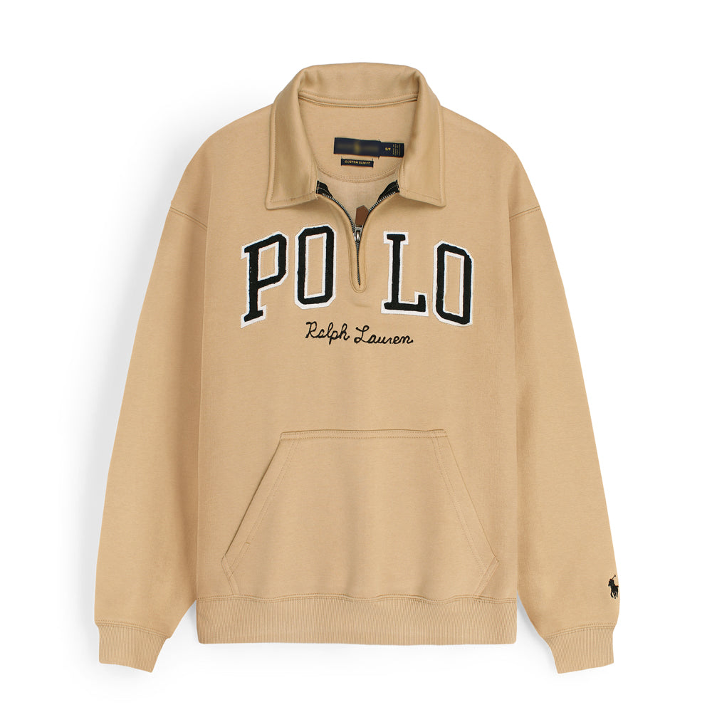 RL POLO SCRIPT COLLARED QUATER ZIP SWEATSHIRT SKIN