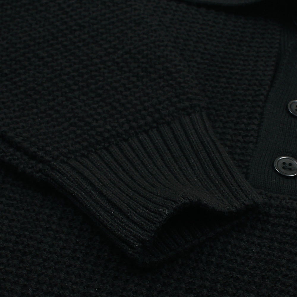 ZRA PREMIUM PURL BTN POLO MEN DARK BLACK