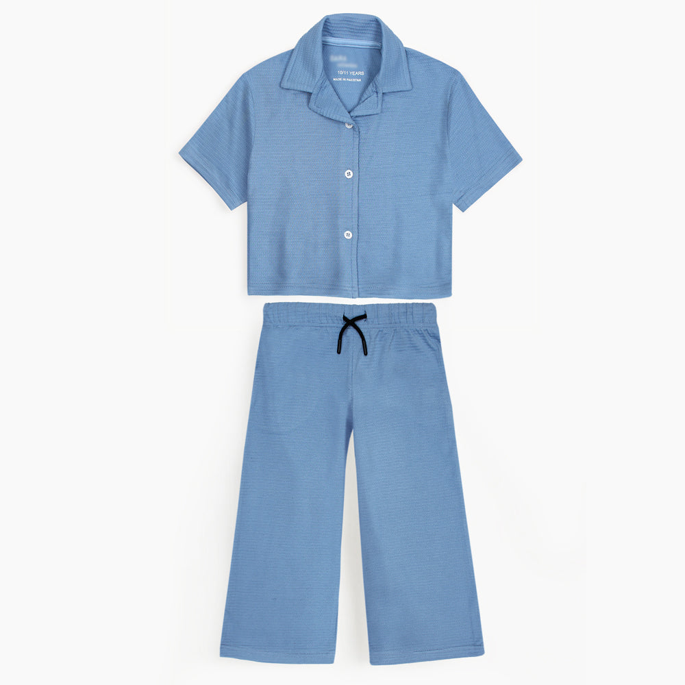 ZRA PREMIUM GIRLS RELAXED PJ SETS PASTEL BLUE