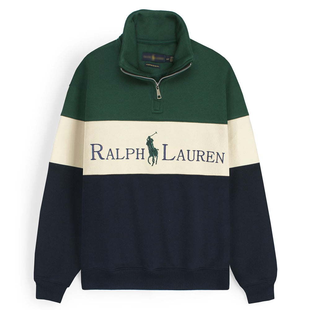 RLPH LURN PREMIUM FLEECE HERITAGE MOCK MEN DK-GREEN