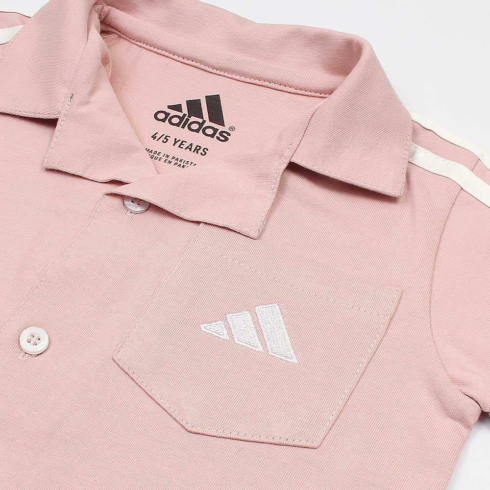 ADS KIDS PREMIUM COTTON 3 STRIPES CASUAL TWINSET PINK-WHITE