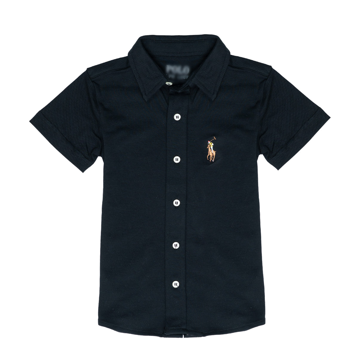 RL KIDS CASUAL HALF SLEEVE DRESS SHIRT BLACK