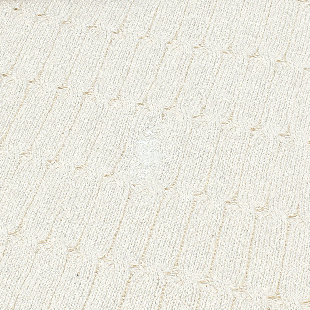 RL PREMIUM CABEL-KNIT ZIPPER POLO CREAM
