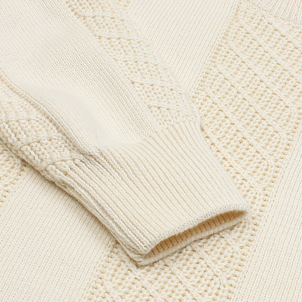 ZRA PREMIUM OLD MONEY TEXTURED CREW-KNIT MEN OFF WHITE