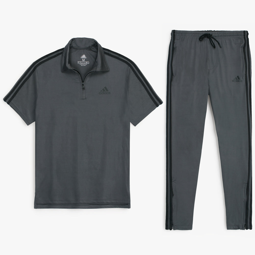 ADS PREMIUM MEN ZIP-UP POLO TRACKSUIT GREY