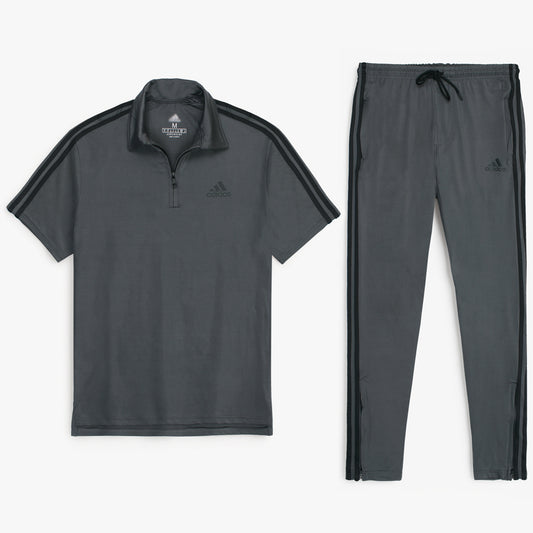 ADS PREMIUM MEN ZIP-UP POLO TRACKSUIT GREY 1000
