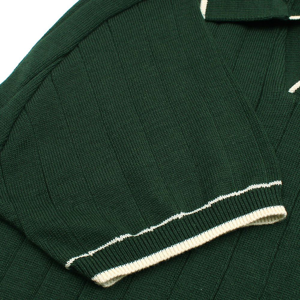 ZRA PREMIUM ESPRESSO CABEL-KNIT POLO GREEN