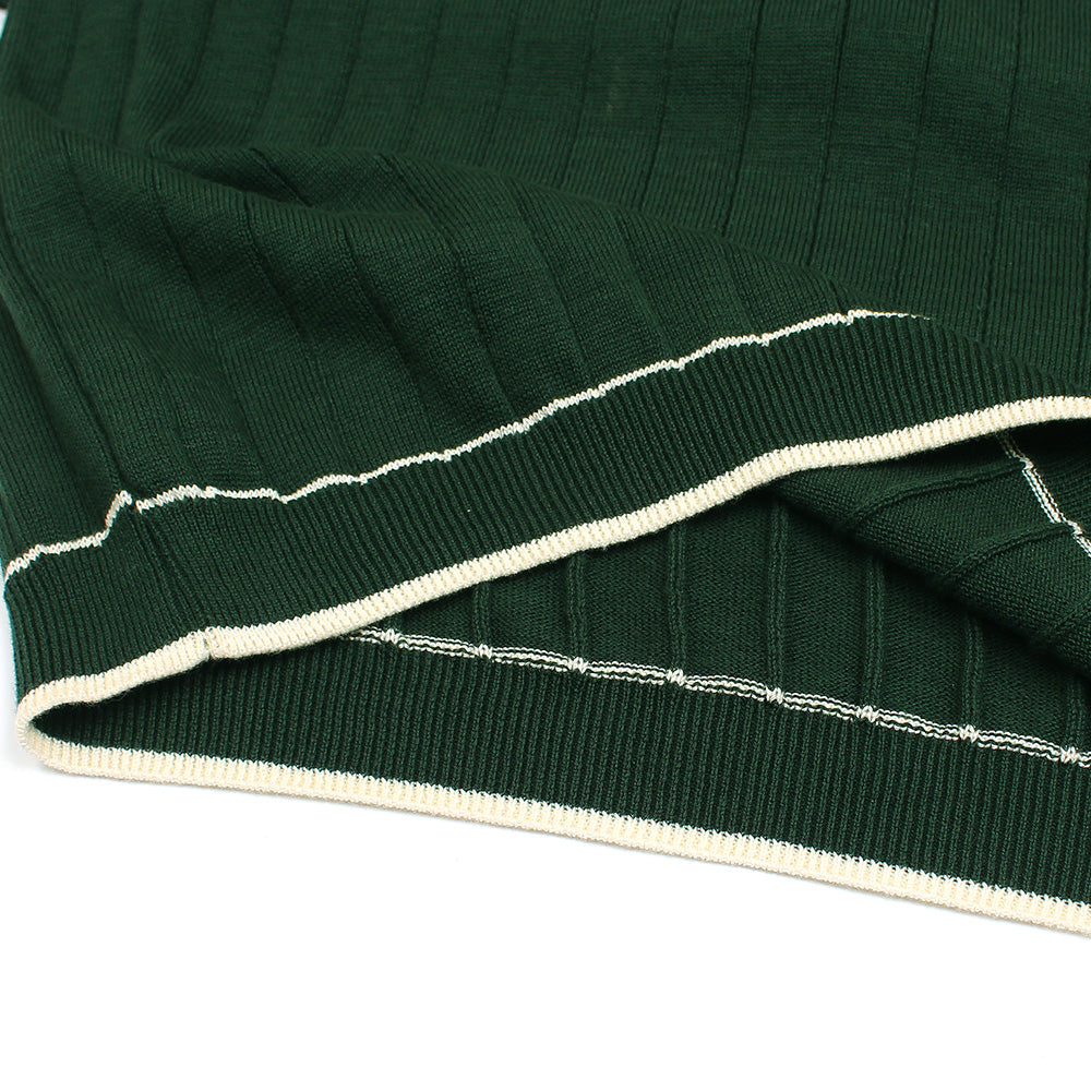 ZRA PREMIUM ESPRESSO CABEL-KNIT POLO GREEN
