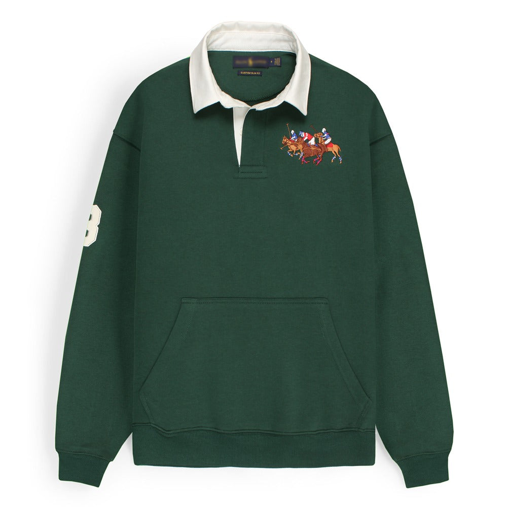 RLPH LURN 3 PONY RUGBY SWEATSHIRT MEN DK-GREEN
