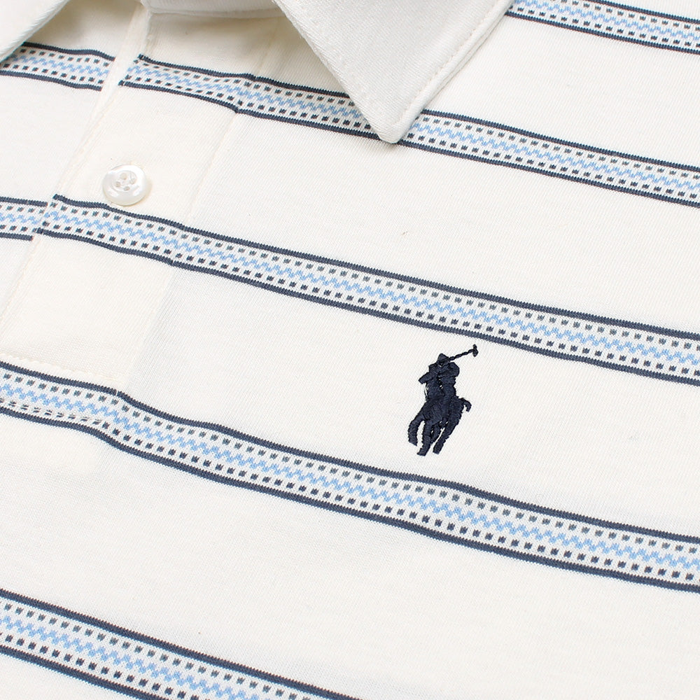 R-L PREMIUM FRANCISCO STRIPPER POLO PURE WHITE