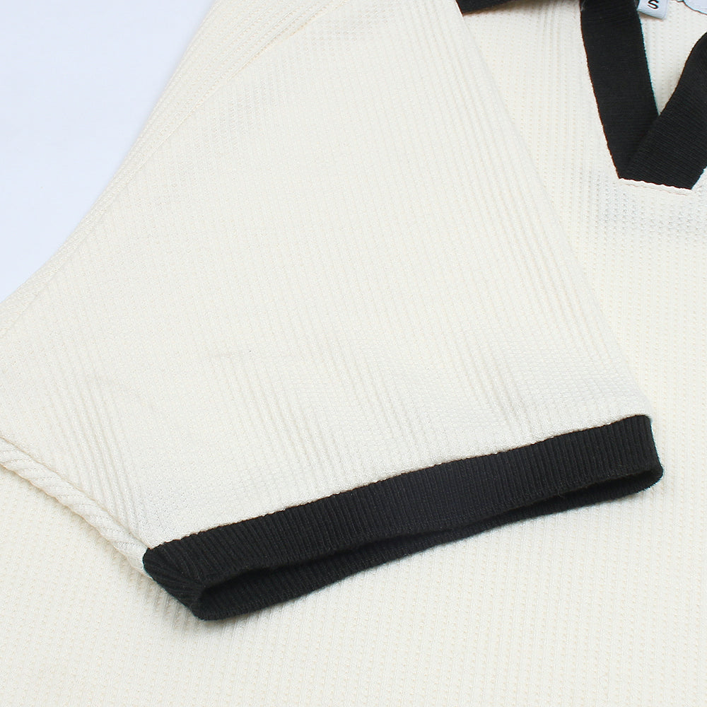 ZRA PREMIUM MEN JHONNY COLLAR POLO WHITE STRIPE