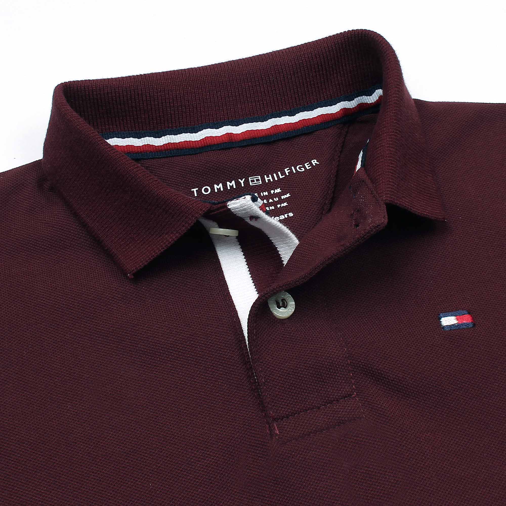 T-H HLFGER PREMIUM KIDS POLO OFF MAHROON