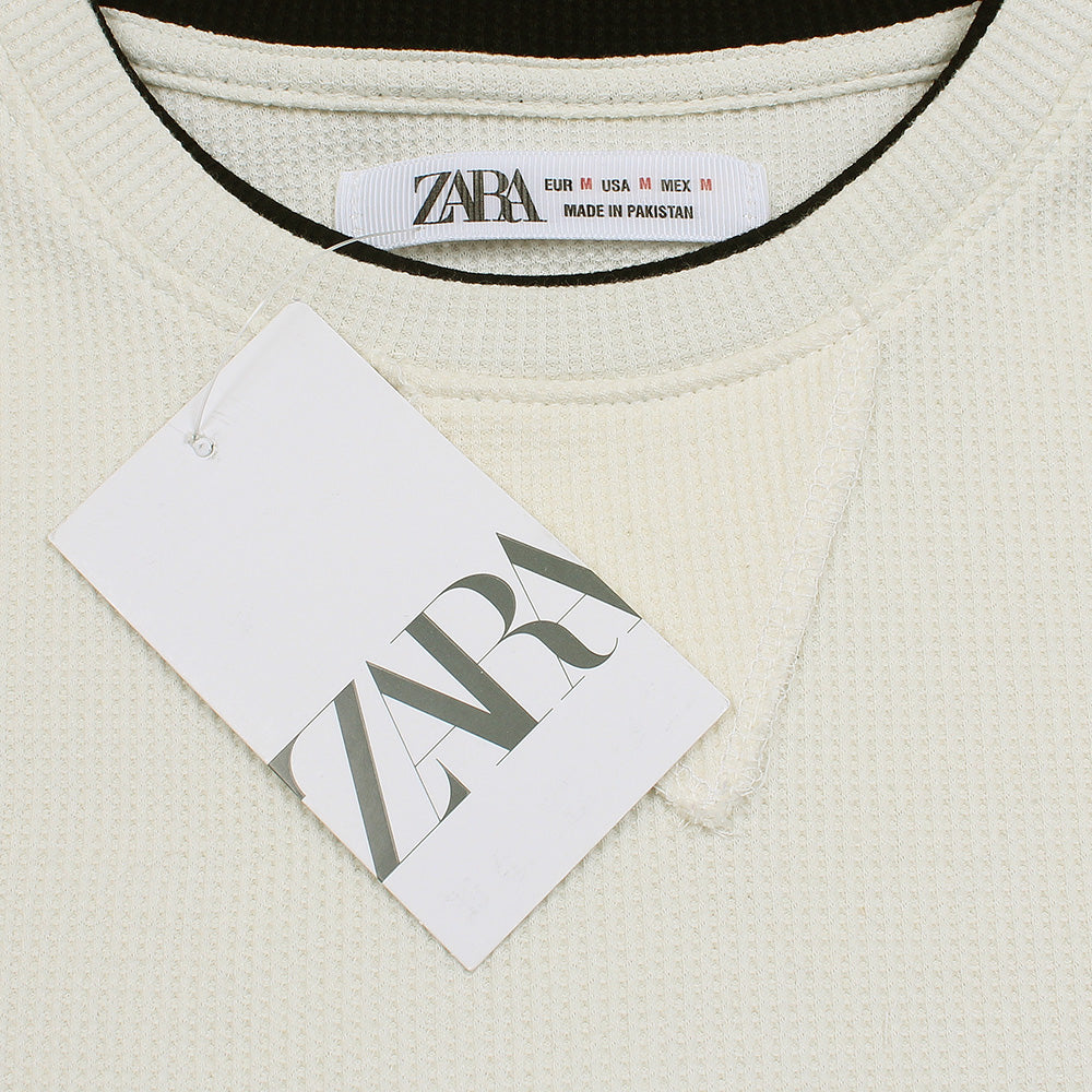 ZRA PREMIUM CONTRAST TRIM SWEAT SHIRT CREAM