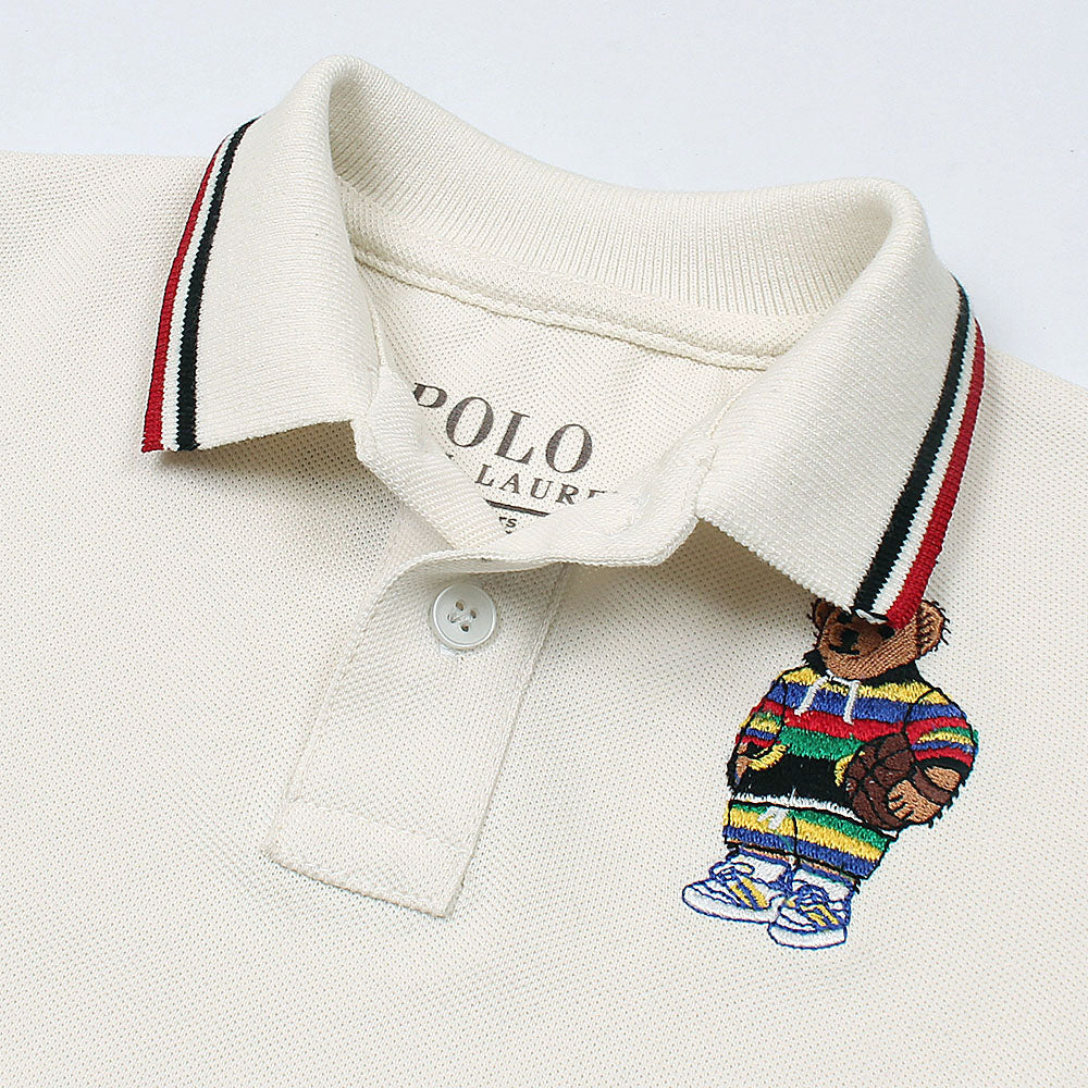 RLPH LURN PREMIUM BSKT BEAR KIDS POLO OFF-WHITE