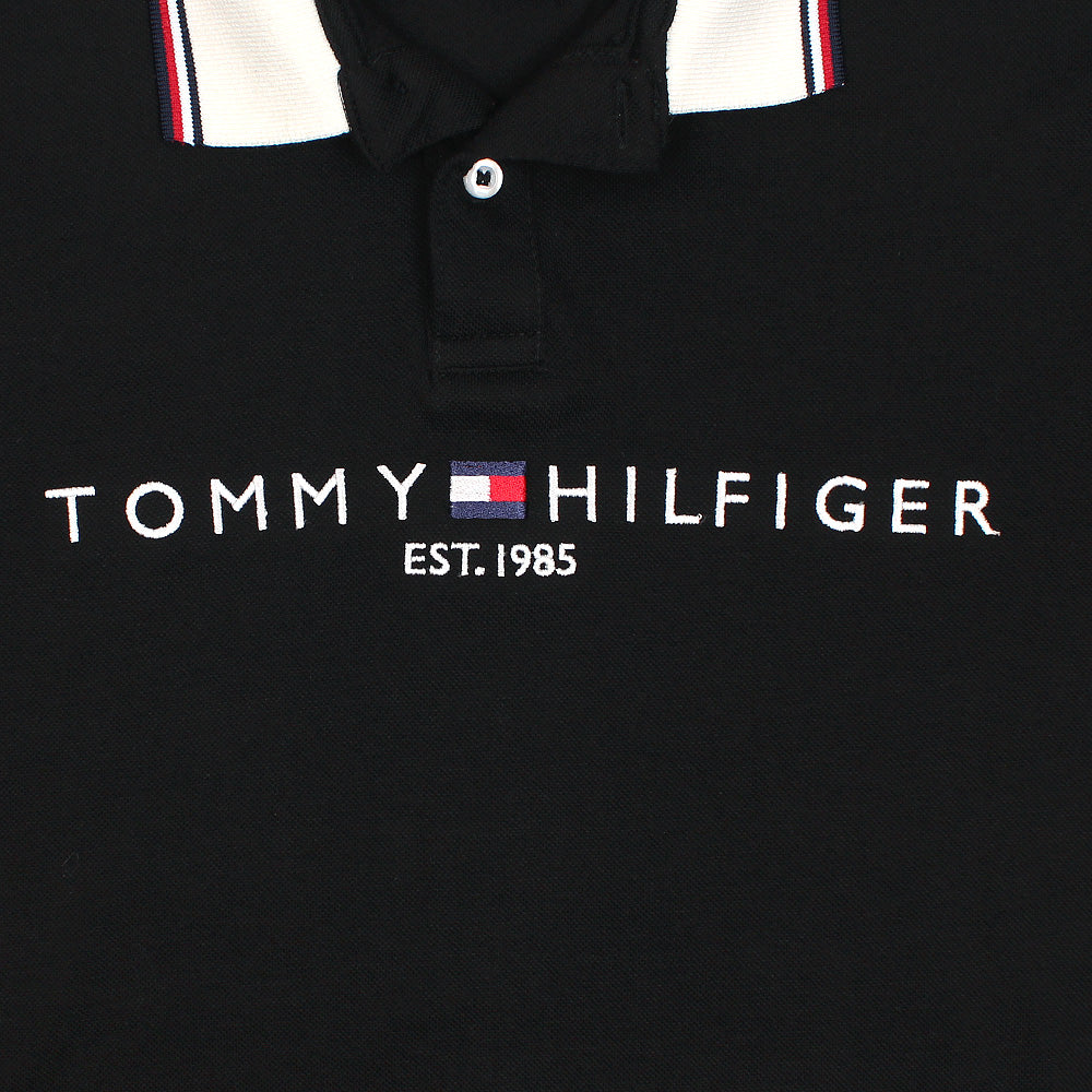 T-H MEN POLO SHIRT CONTRAST COLLAR BLACK