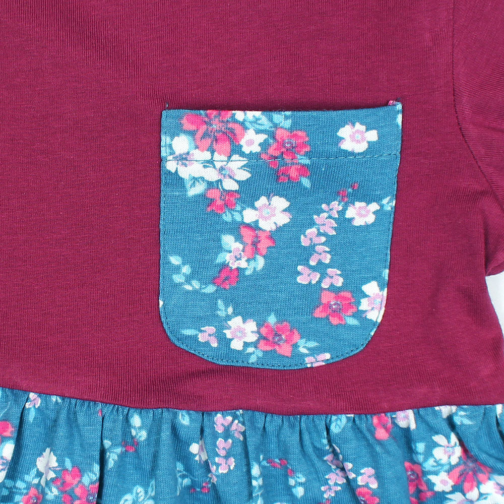 ZRA PREMIUM GIRLS FLORAL HIPPIE BLUE FROCK