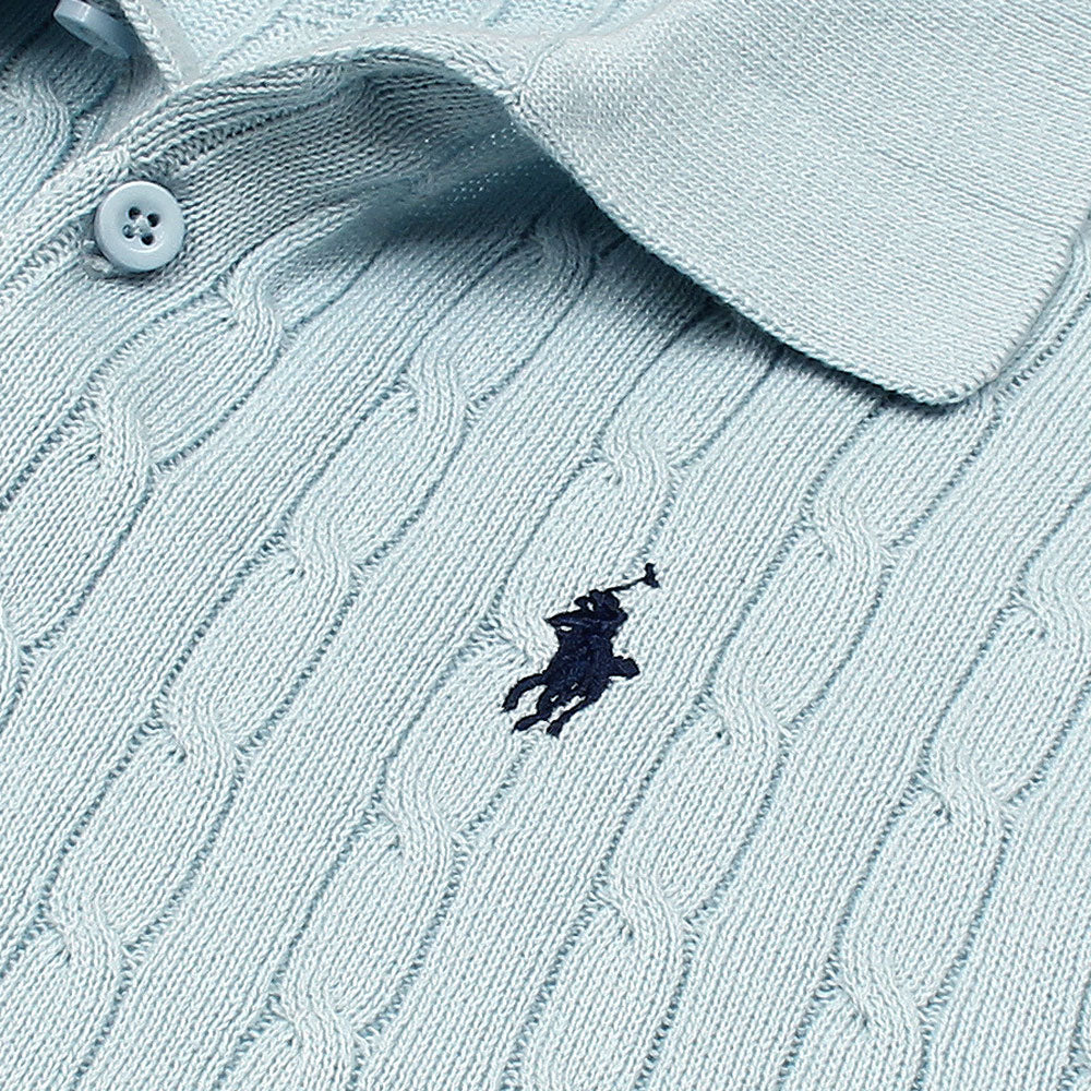 RL PREMIUM CABEL-KNIT BTN POLO SKY