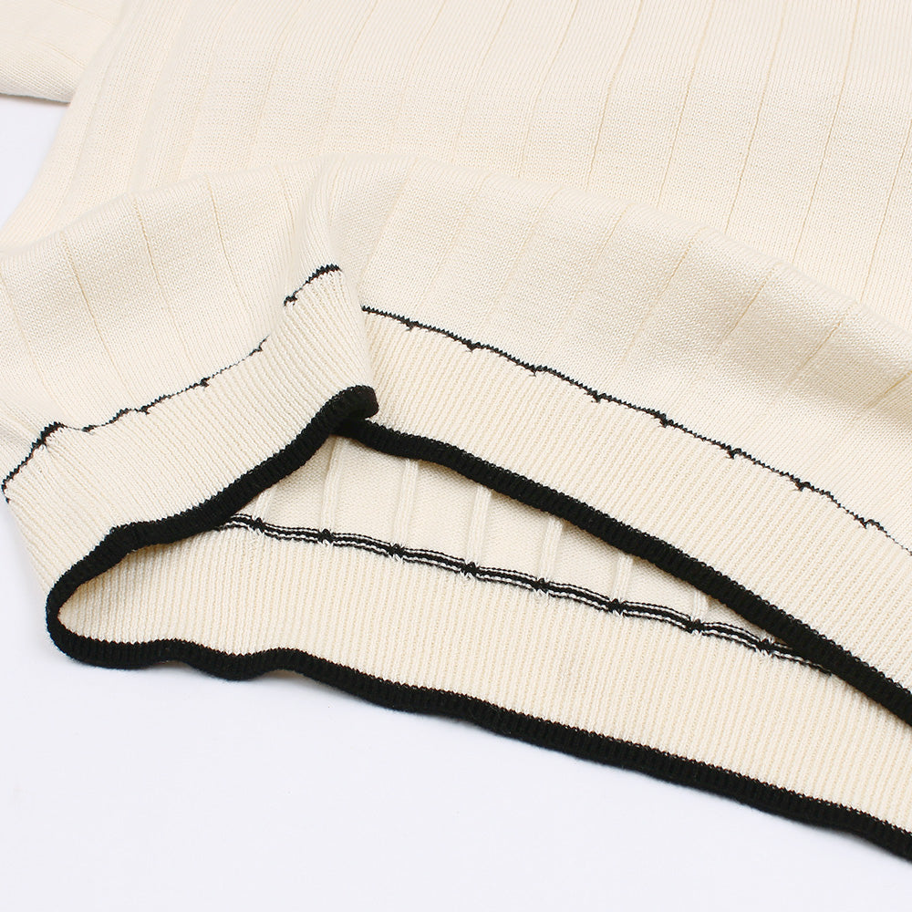 ZRA PREMIUM ESPRESSO CABEL-KNIT POLO CREAM