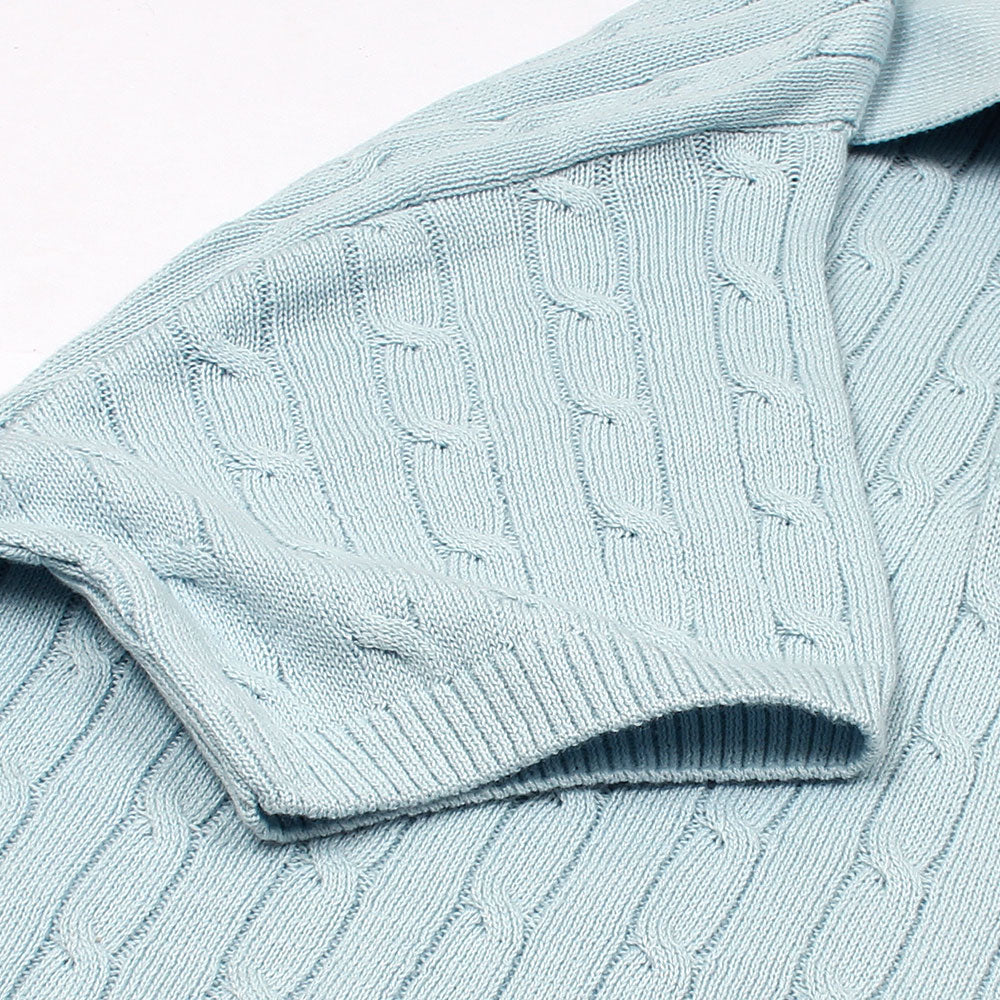 RL PREMIUM CABEL-KNIT BTN POLO SKY