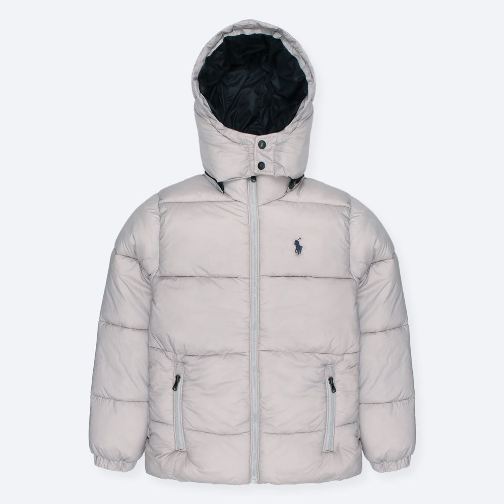 RL PREMIUM MEN DOWN HOODED PUFFER DUST GREY