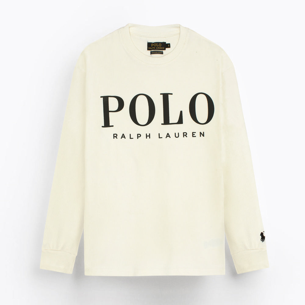 RAPL LURN PREMIUM IVORY LOGO SWEAT SHIRT CREAM