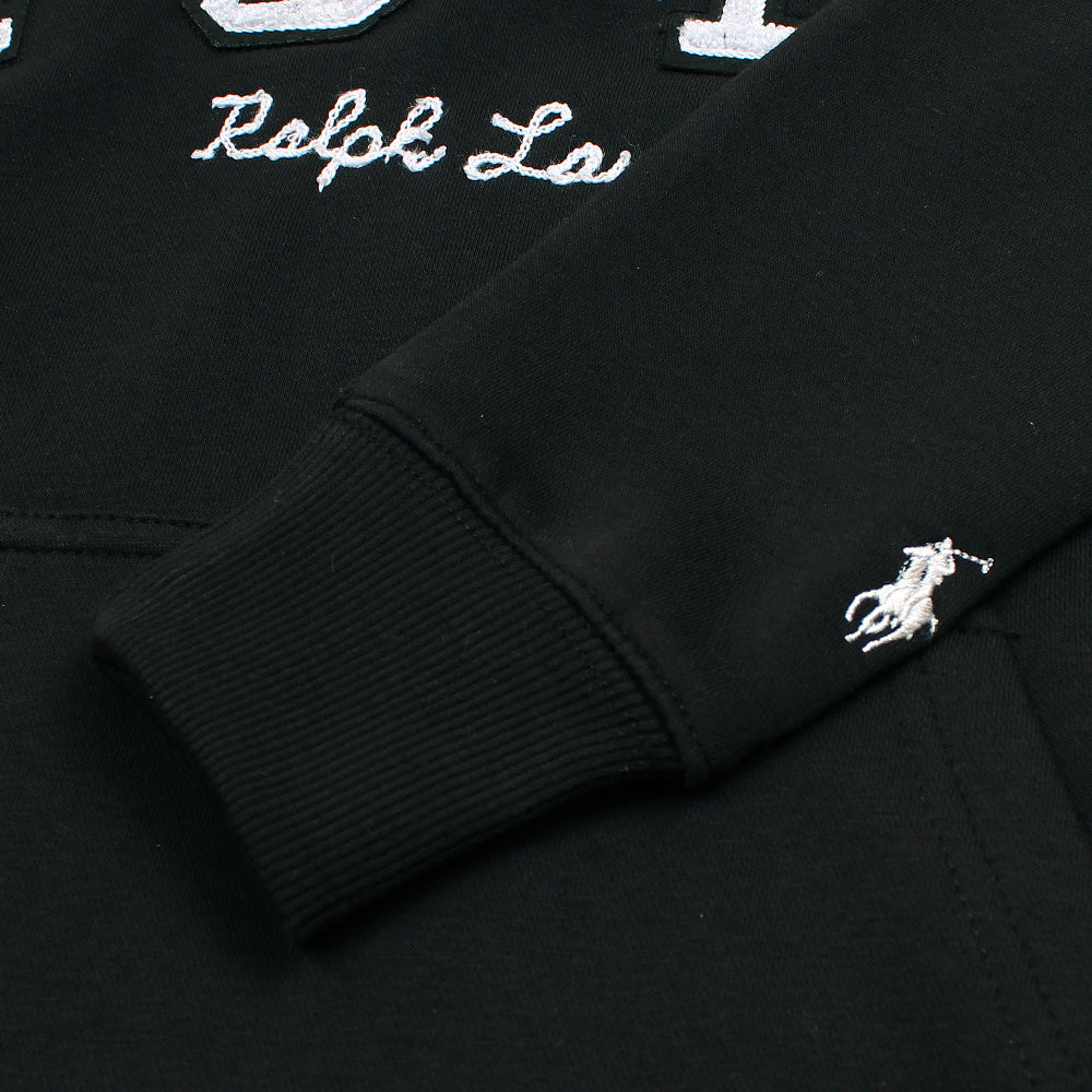 RL POLO SCRIPT COLLARED QUATER ZIP SWEATSHIRT BLACK