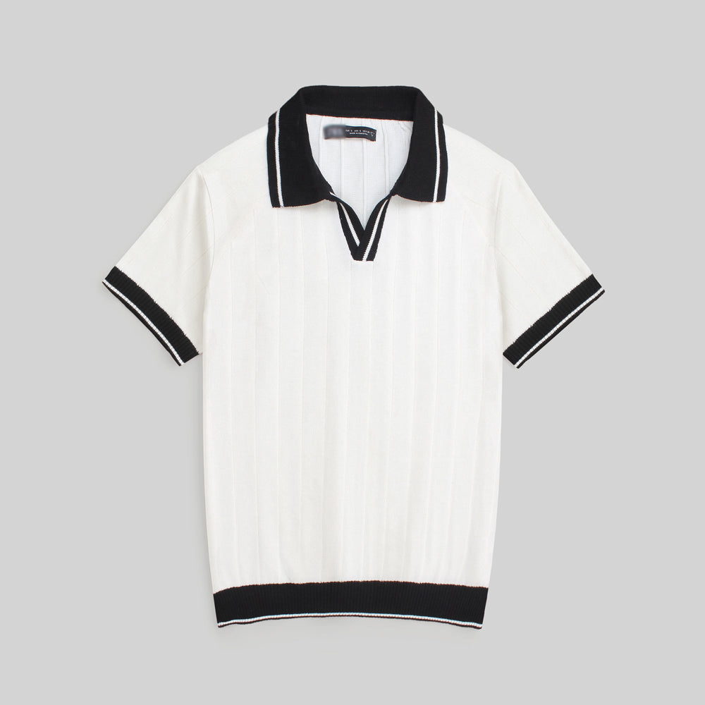 ZRA MEN PREMIUM PREPPY V NECK CABLE KNIT WIHITE